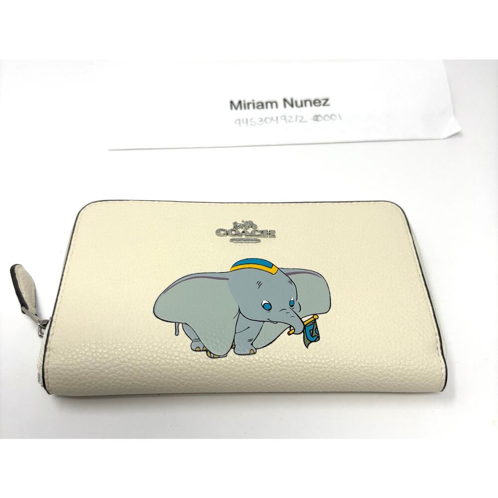 Coach Disney Dumbo Leather Long Zip Around Wallet White 88671 Limited Gift Japan